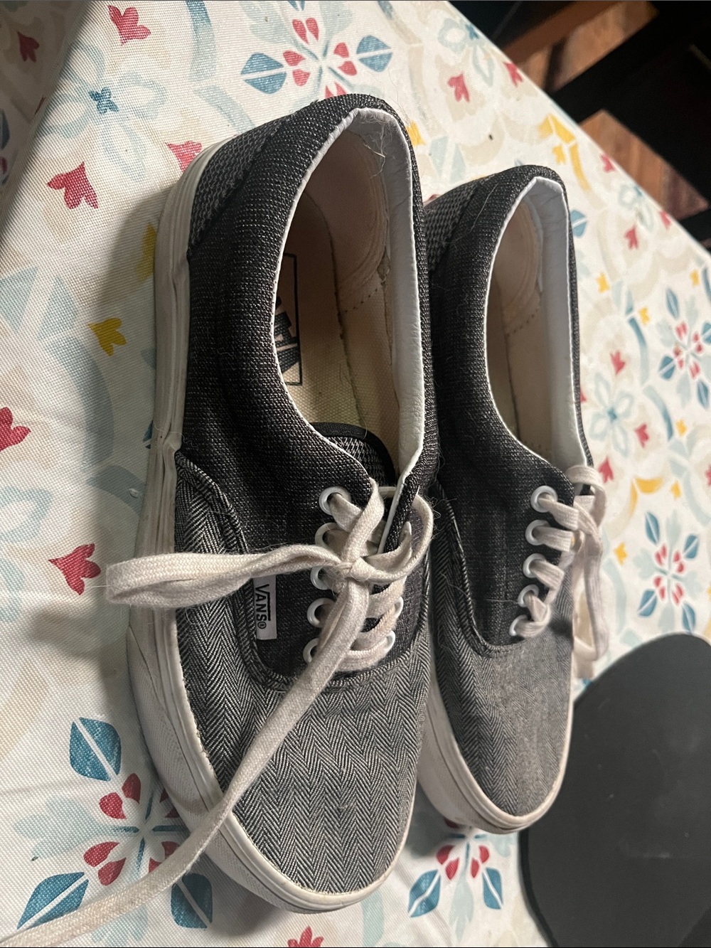 Vans Gray Herringbone Low-Top Sneakers
